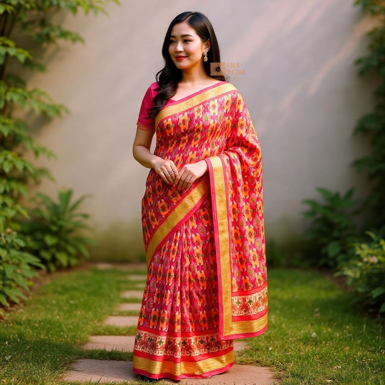 Dhaka Saree with Blouse Piece
